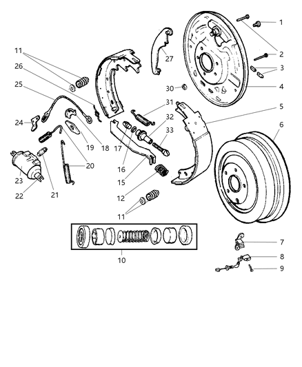 1999 Jeep Cherokee Brakes, Rear Diagram 1 - Thumbnail