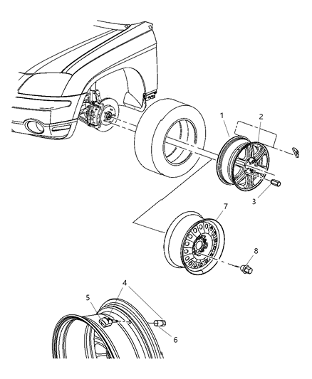 2007 Chrysler Pacifica Wheels & Hardware Diagram