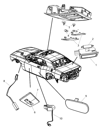 2010 Dodge Challenger Bezel LED Diagram for 5LP41XDVAA