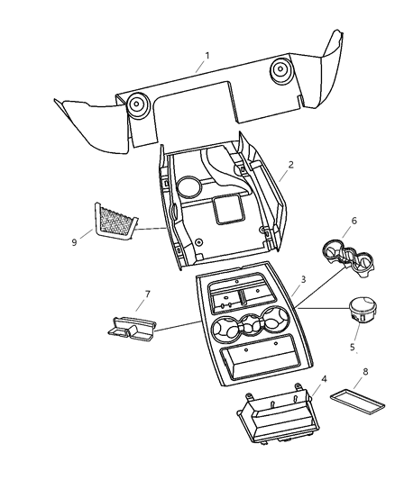 2007 Dodge Ram 3500 Pickup Console Floor Front Diagram 1 - Thumbnail