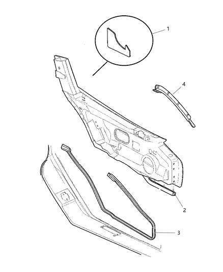 2001 Dodge Viper Weatherstrip Diagram for 4848205