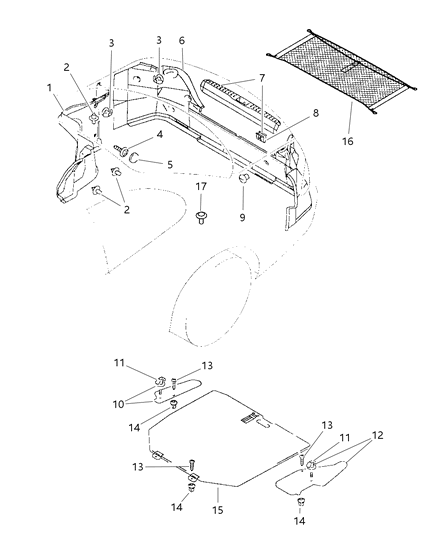 1999 Chrysler Sebring Coupe Trunk Room Trim Diagram
