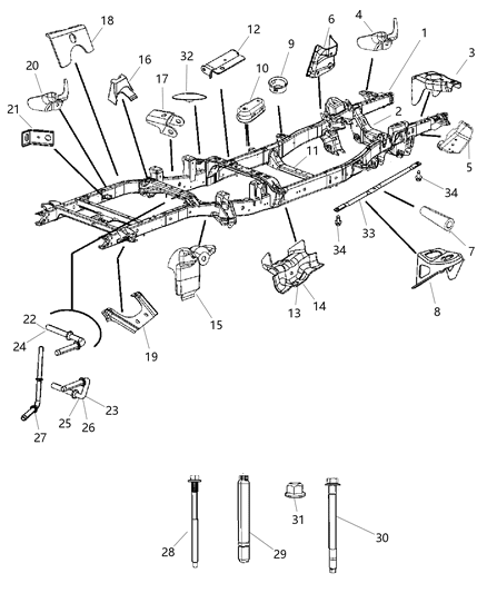 2012 Ram 2500 Frame, Complete Diagram