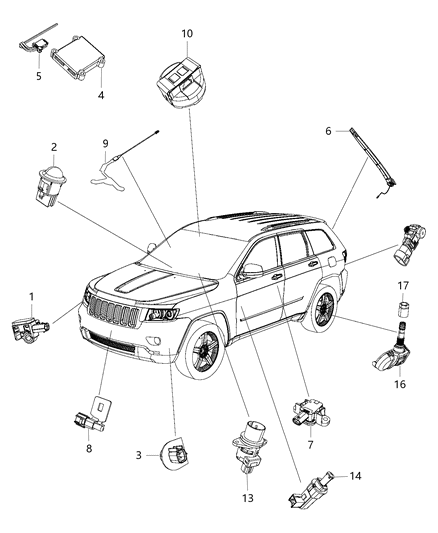 2016 Jeep Grand Cherokee Sensor Tire Pressure Diagram for 68252493AA