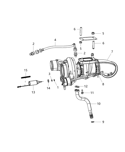 2009 Dodge Ram 2500 Turbocharger , Oil Lines And Plumbing Diagram 1 - Thumbnail