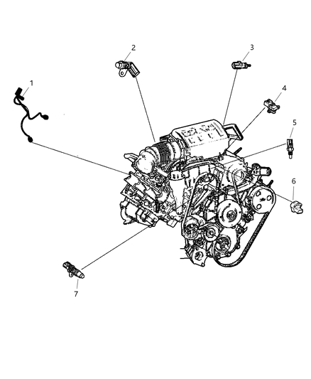 2010 Jeep Commander Sensors - Engine Diagram 1 - Thumbnail