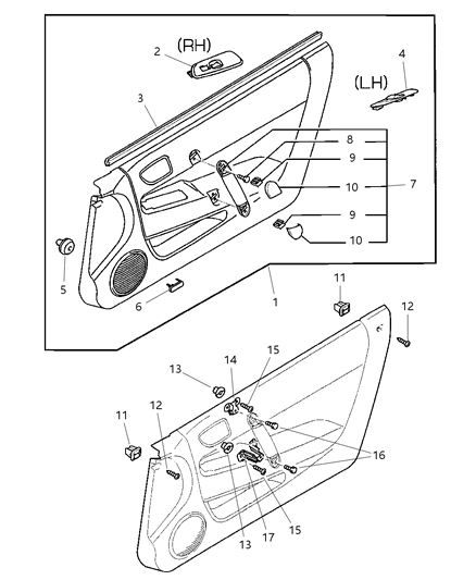 2002 Chrysler Sebring Coupe Door Panel - Front Diagram