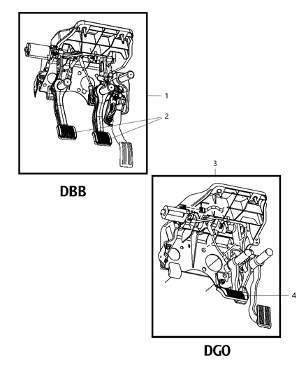 2011 Ram 3500 Cab Chassis Pedal, Brake, Power Adjustable Diagram