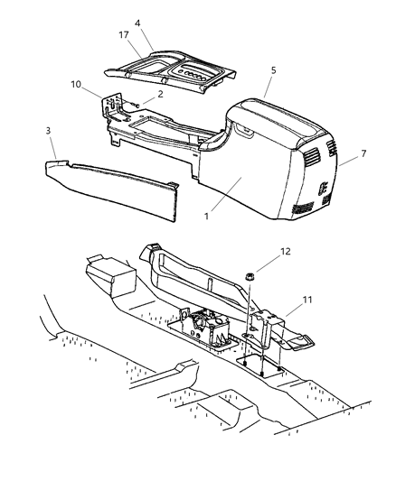 2002 Chrysler Concorde Console, Floor Diagram 1 - Thumbnail