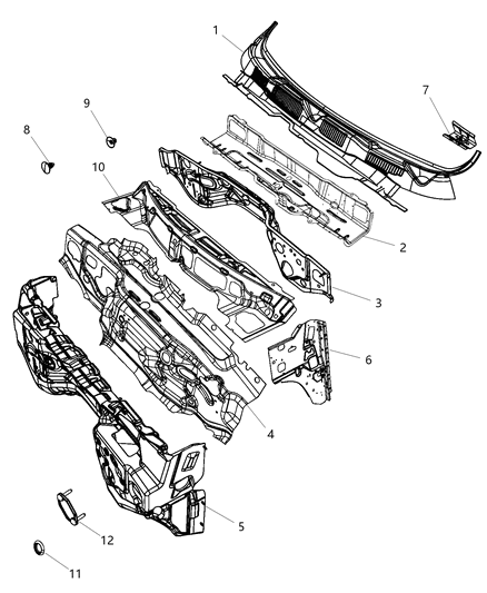 2020 Ram 1500 Classic Cowl, Dash Panel & Related Parts Diagram