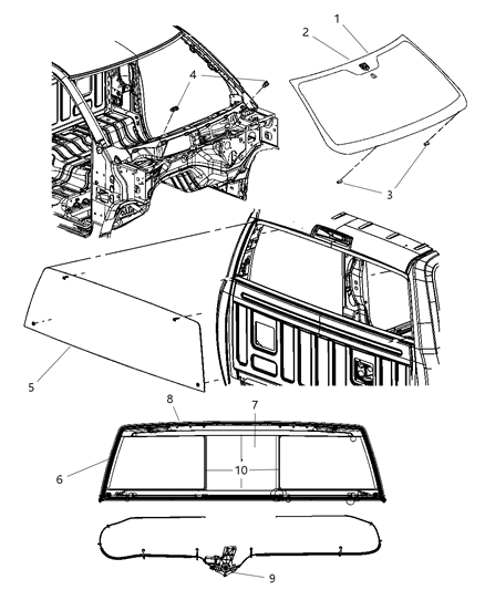 2011 Ram 3500 Sliding Glass, Rear Diagram for 68054771AA