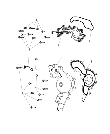 2016 Jeep Grand Cherokee Water Pump & Related Parts Diagram 1 - Thumbnail