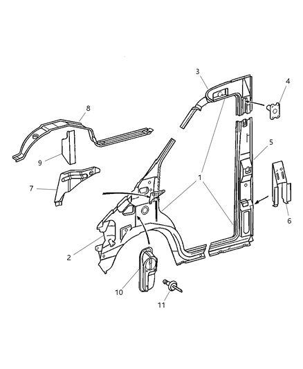 2002 Dodge Sprinter 2500 Front Aperture Diagram 2 - Thumbnail