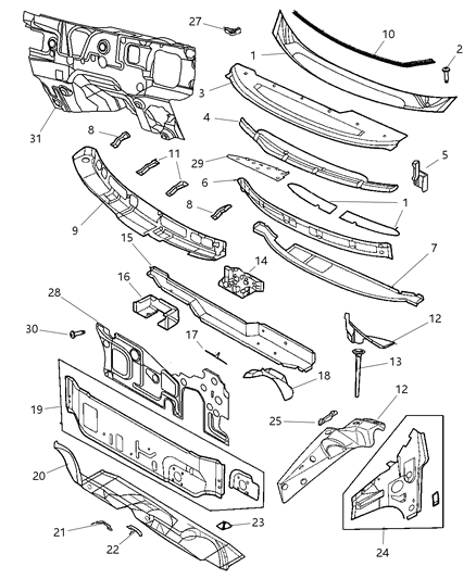 2007 Chrysler Town & Country Panel Dash Upper Diagram for 5020261AB