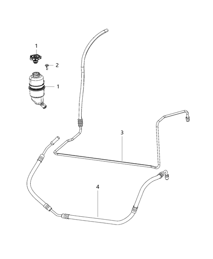 2007 Jeep Wrangler Hose Power Steering Return Gear, Includes Nut & Clamp Diagram for 52059902AD