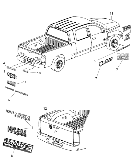 2009 Dodge Ram 2500 Nameplate, Rear Diagram for 55372615AA