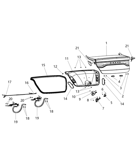 2013 Dodge Dart Hinge Deck Lid Diagram for 68082012AB