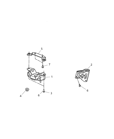 2005 Dodge Ram 1500 Bracket Transmission Mount Diagram for 5037470AA