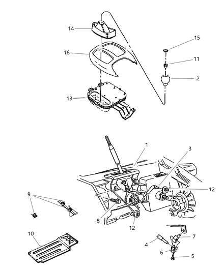 1998 Dodge Dakota Gearshift Controls of Transfer Case Model Diagram 2 - Thumbnail