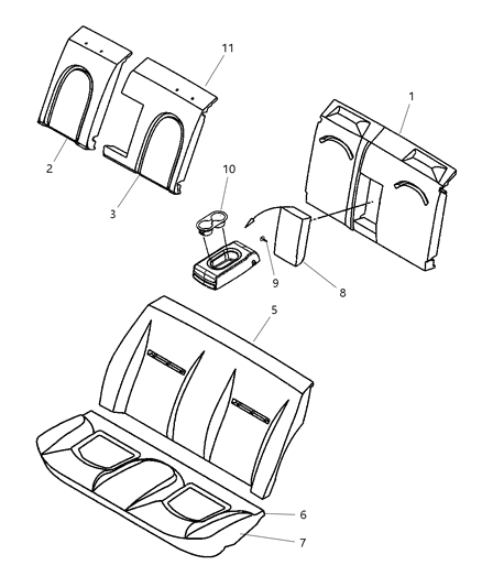 2003 Chrysler 300M Armrest, Taupe, Rear Center Diagram for XQ331L2AA