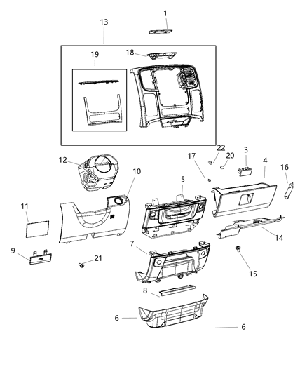 2018 Ram 3500 Close Out Instrument Panel Delete, Lower Diagram for 1WH53HL1AB