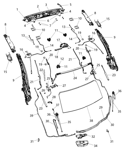 2007 Chrysler Sebring Convertible Hard Top Attaching Parts Diagram