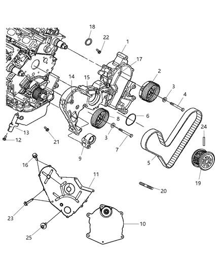 2007 Chrysler Sebring Timing Belt / Chain & Cover And Components Diagram 5 - Thumbnail