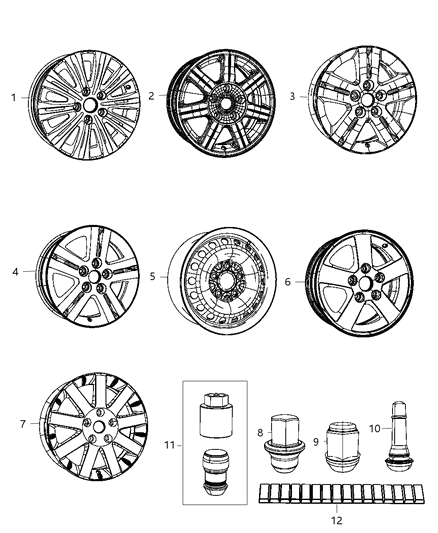 2011 Chrysler Town & Country Wheel Aluminum Diagram for 1AN31PAKAC