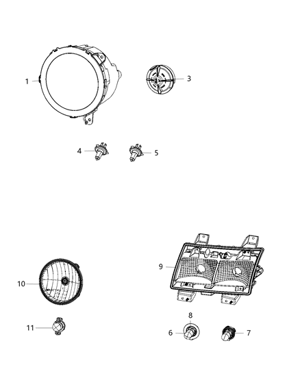 2018 Jeep Wrangler All-new Model Parts, Headlamp Service Diagram