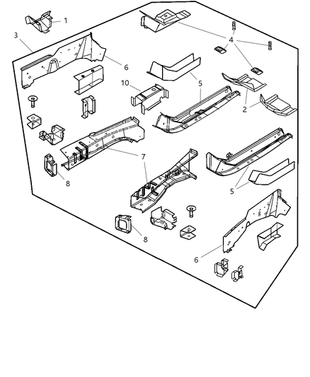 2008 Chrysler Pacifica Front Rail, Driver Side Diagram for 4719539AC