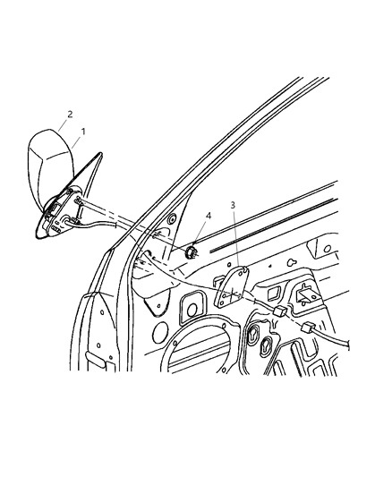 2004 Jeep Grand Cherokee Mirror, Front Passenger Side Diagram for 55156880AA