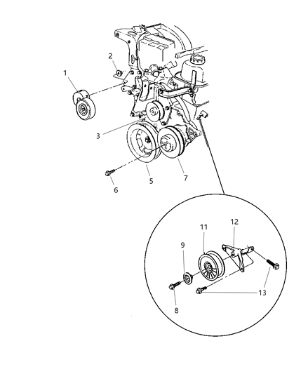 1998 Dodge Caravan Pulley & Related Parts Diagram 3 - Thumbnail