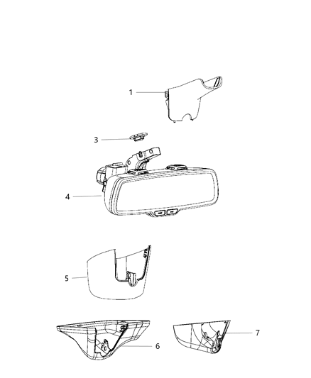 2016 Jeep Grand Cherokee Mirror Inside Rearview Diagram for 68144050AD