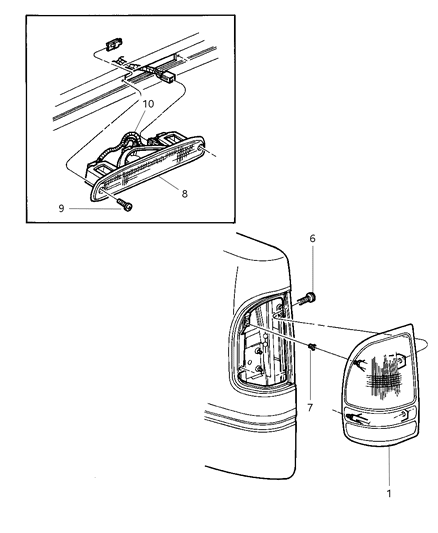 1997 Dodge Dakota Tail Lamp Assembly, Rear Passenger Side Diagram for 55055112