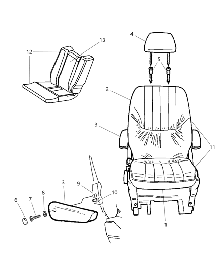 2007 Chrysler Town & Country Cushion Quad Seat Diagram for 1HH131D5AA