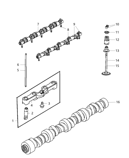 2007 Dodge Ram 3500 Pickup Camshaft And Valves And Tappets Diagram 1 - Thumbnail