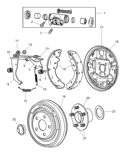 2004 Chrysler PT Cruiser Brakes, Rear Drum Diagram 2 - Thumbnail