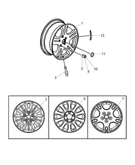 2003 Chrysler Voyager Center Cap Diagram for 4743655AA