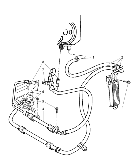 2005 Jeep Liberty Power Steering Hoses And Reservoir Diagram 1 - Thumbnail