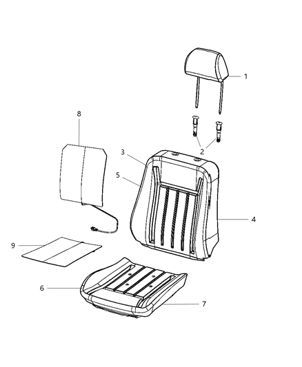 2011 Dodge Charger Seat Cushion Pad, Front Passenger Side Diagram for 68103704AA