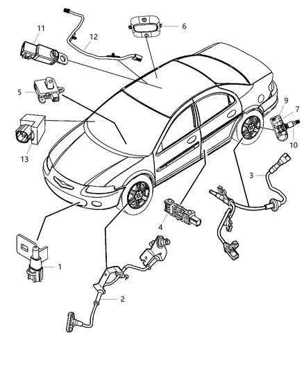 2009 Chrysler Sebring Sensor Intrusion Module Diagram for 1BX26DW1AF