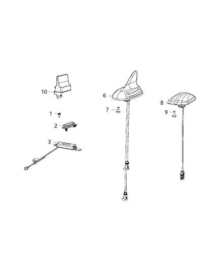 2020 Dodge Challenger Antenna Cable & Base Assembly Diagram for 5YS48VCAAA