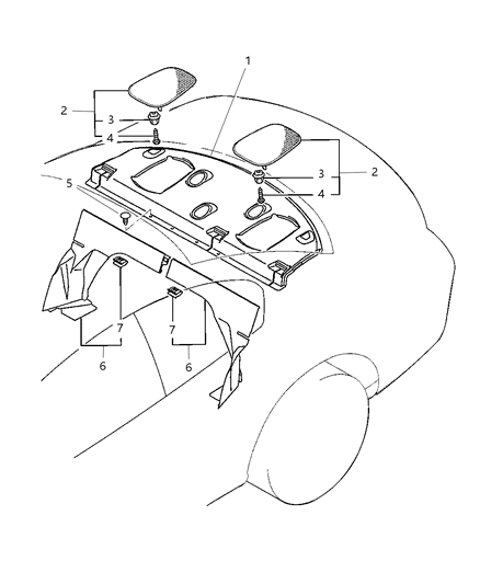 2002 Chrysler Sebring Coupe Rear Shelf Panel Diagram