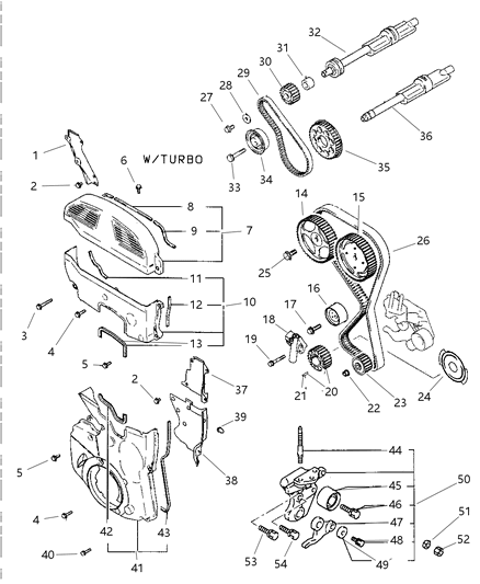 1997 Dodge Avenger Timing Belt , Cover And Balance Shafts Diagram 1 - Thumbnail