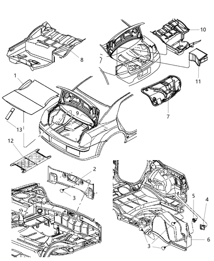 2010 Chrysler 300 Cover Spare Tire Diagram for 5000041AD