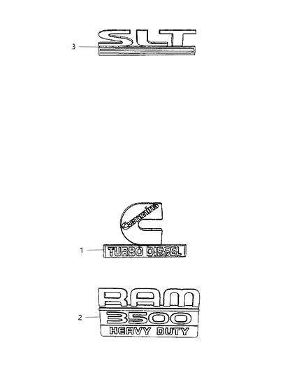 2010 Dodge Ram 3500 Cab Chassis Nameplates - Emblem & Medallions Diagram