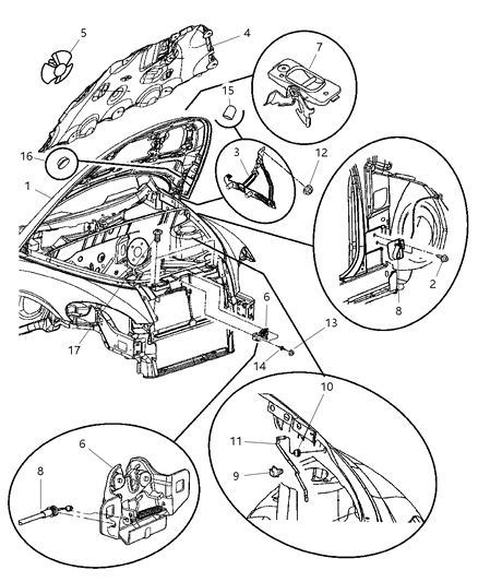2008 Chrysler PT Cruiser Hinge, Front Passenger Side Diagram for 4724540AC
