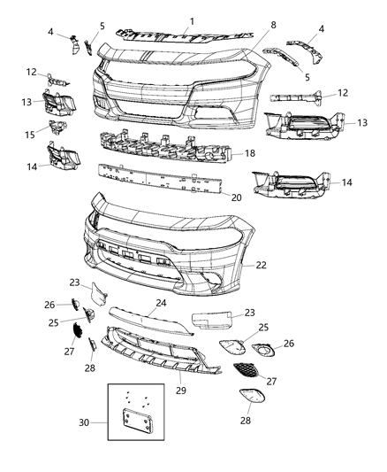 2017 Dodge Charger Fascia Front Diagram for 5PP39TZZAD