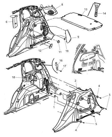 2008 Chrysler PT Cruiser Quarter Trim Panel Diagram 2 - Thumbnail