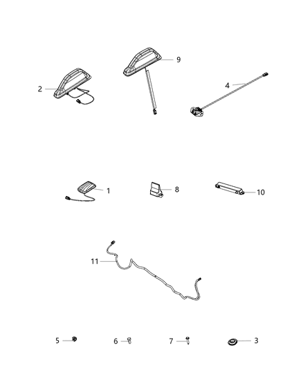 2019 Ram 3500 Pickup Antennae, Radio, Satellite, GPS And Cellular Diagram